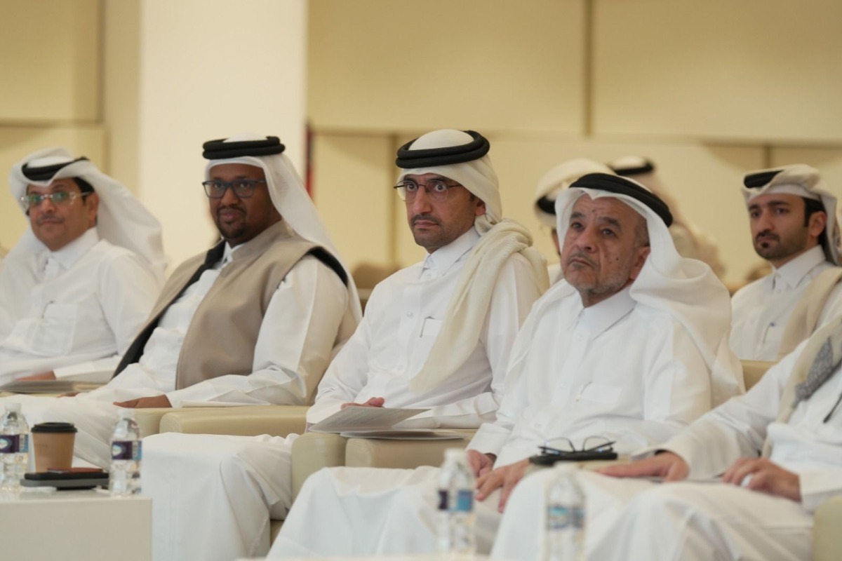 Minister of Justice and Minister of State for Cabinet Affairs H E Ibrahim bin Ali bin Issa Al Hassan Al Mohannadi and President of QU Dr. Omar Al-Ansari and others during the ceremony.