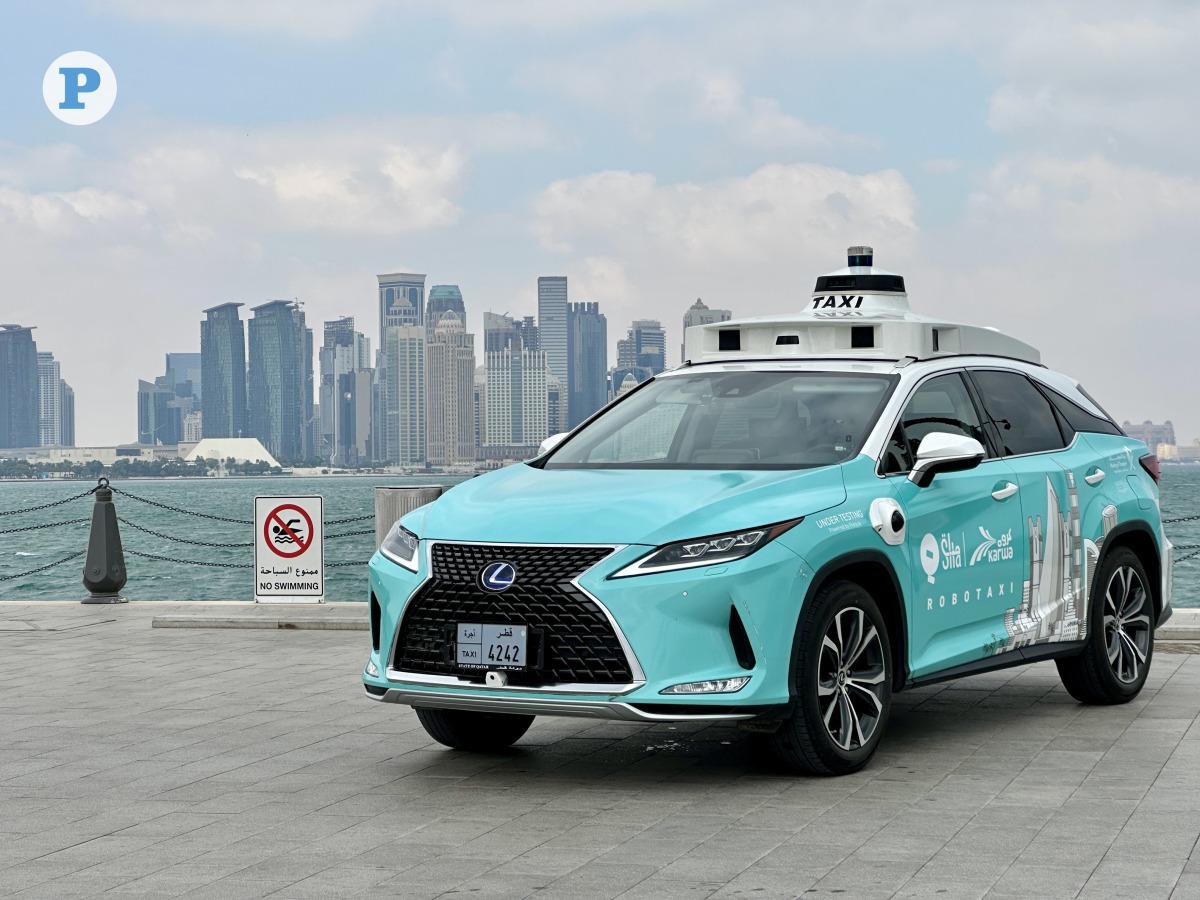 Robotaxi on a public trial at Old Doha Port. Pic: Alexandra Evangelista / The Peninsula