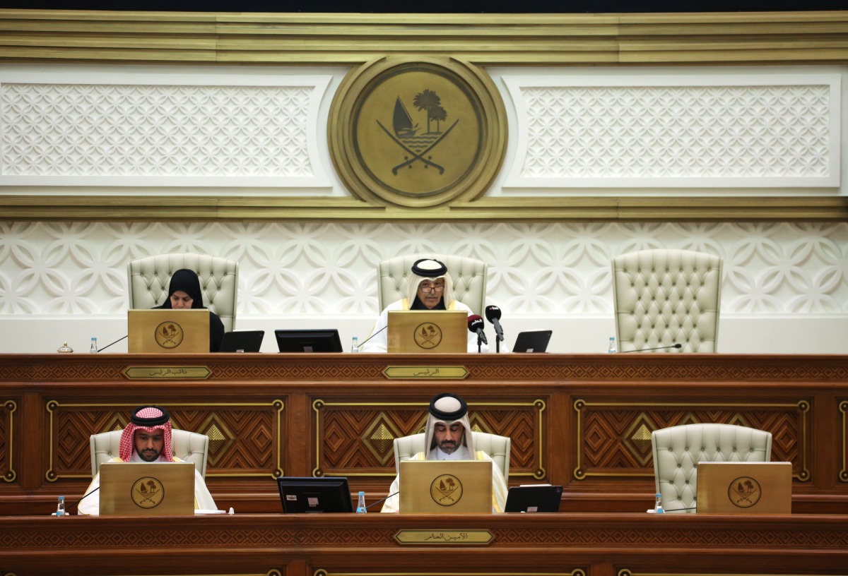 Shura Council Speaker H E Hassan bin Abdullah Al Ghanim chairing the Council's meeting yesterday.