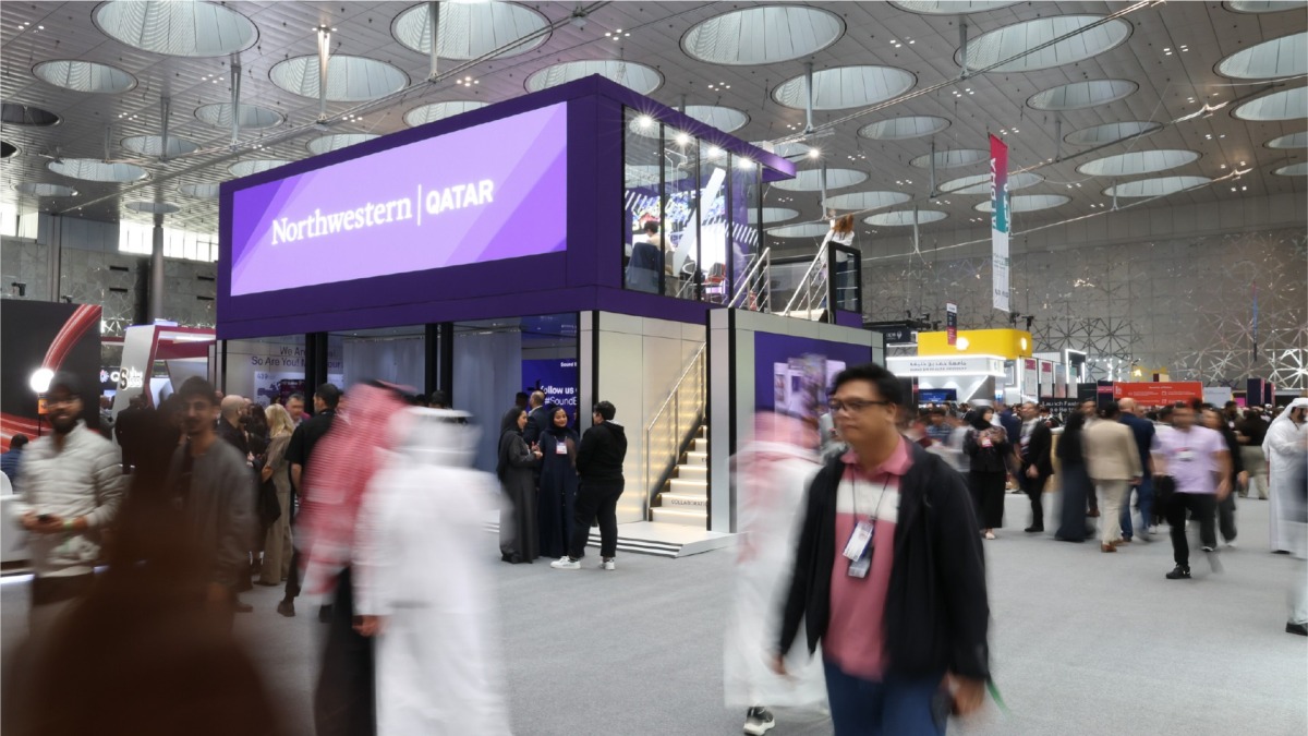 A view of Northwestern Qatar’s two-storey booth at the upcoming Web Summit Qatar 2026.  