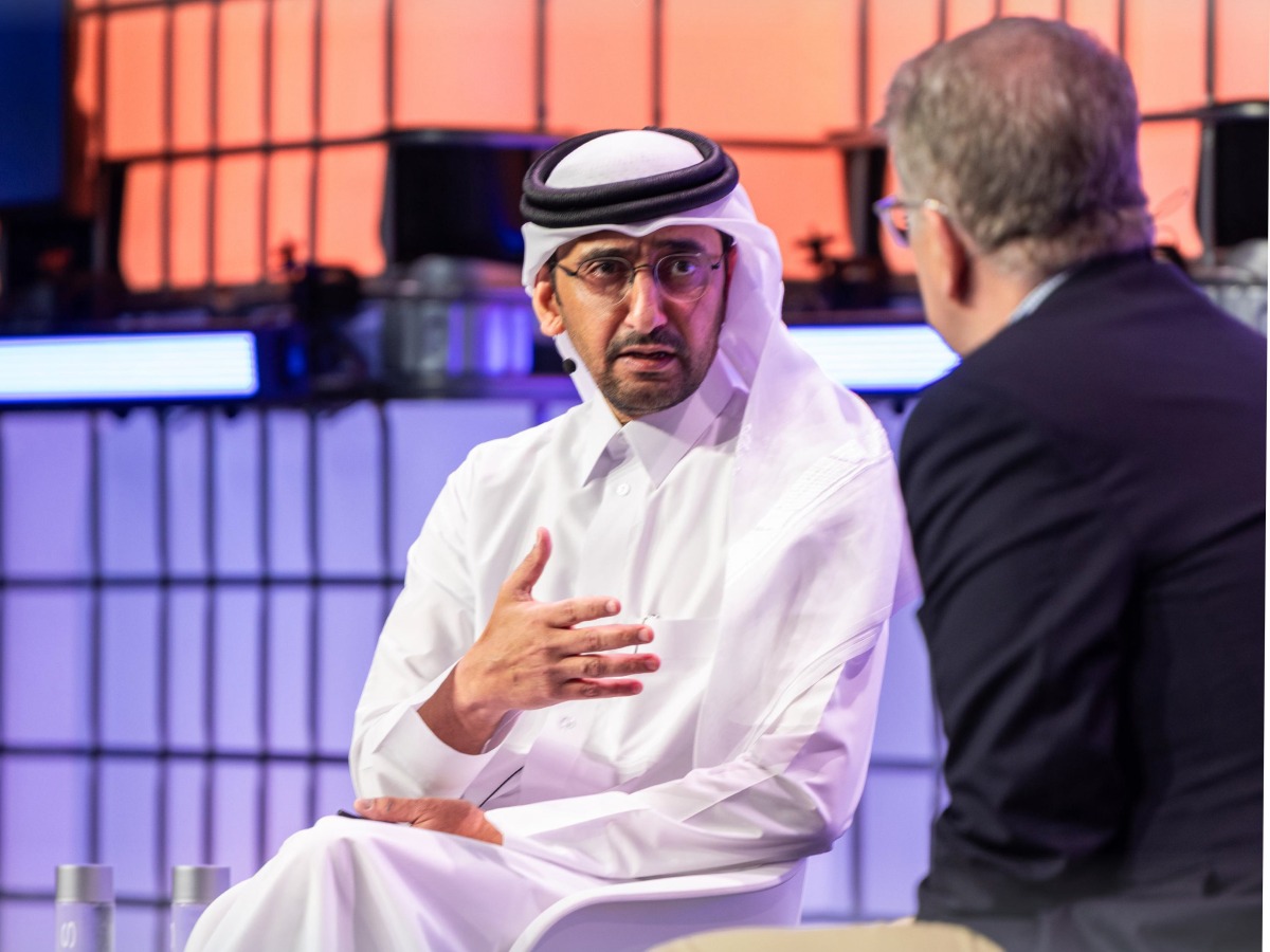 Minister of Justice and Minister of State for Cabinet Affairs H E Ibrahim bin Ali bin Issa Al Hassan Al Mohannadi in conversation with Editor-at-large of The National Interest, Steve Clemons at the Web Summit Qatar 2026, yesterday.