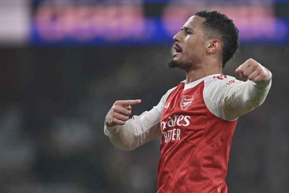 William Saliba of Arsenal celebrates after the English Football League Cup semifinal second leg match between Arsenal and Chelsea in London, Britain, Feb. 3, 2026. (Xinhua)