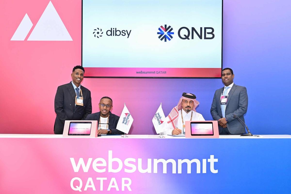 Senior Executive Vice President of Group Retail Banking at QNB Adel Ali Al-Malki and Chief Executive Officer of Dibsy Loyan Farah during the signing ceremony.
