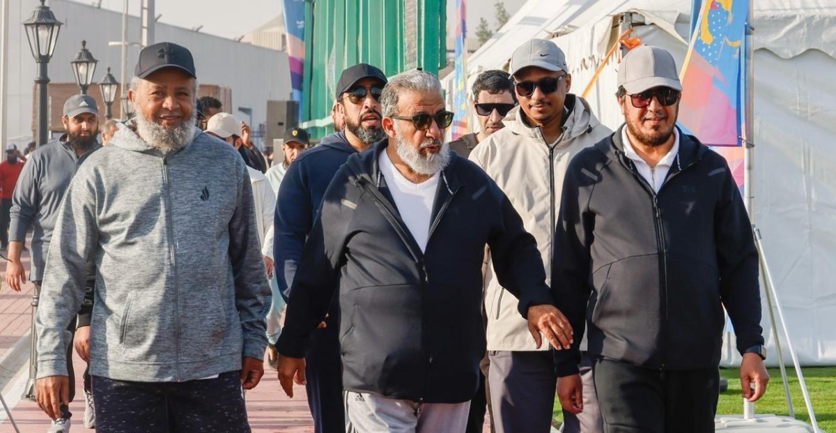Minister of Awqaf  and Islamic Affairs H E Sheikh Ghanim bin Shaheen bin Ghanim Al Ghanim with the Ministry officials during the celebrations.