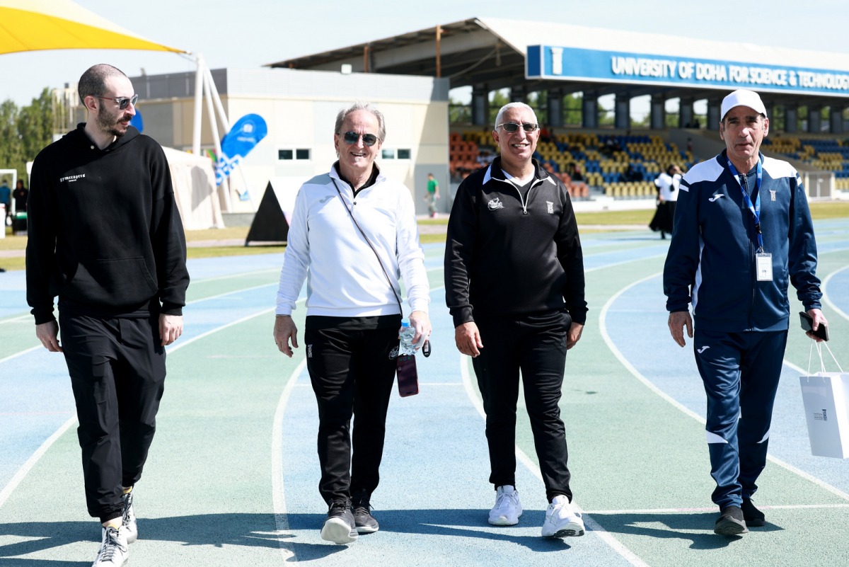 Vice Chair of the UDST Board of Trustees, Dr. Mohammed Yousef Al-Mulla, and President of UDST, Dr. Salem Al-Naemi, with other officials during the event.  Pic: Rajan Vadakkemuriyil/ The Peninsula 