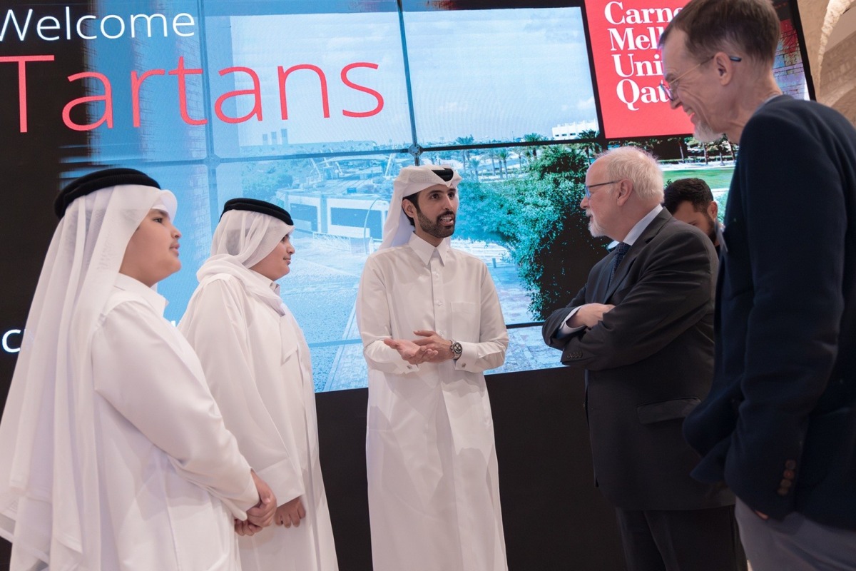 Sheikh Mohamed bin Faisal Al Thani in conversation with Dean of Carnegie Mellon University in Qatar, Michael Trick.