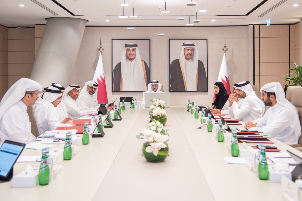 Minister of Labour H E Dr. Ali bin Smaikh Al Marri presiding over the Workforce Planning Committee meeting yesterday. 