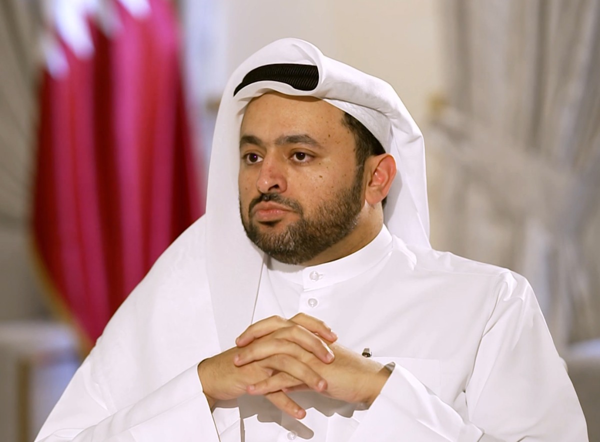 Video grab of Minister of State at the Ministry of Foreign Affairs H E Dr. Mohammed bin Abdulaziz bin Saleh Al-Khulaifi, during an interview with Al Jazeera,