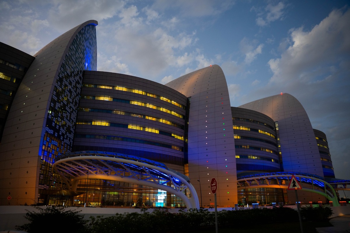 Sidra Medicine lit up in blue to mark the World Autism Awareness Day