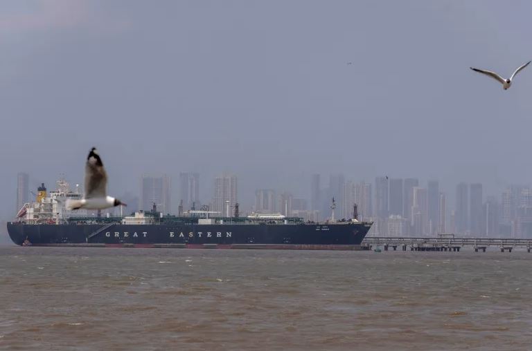 LPG carrier Jag Vasant is seen at Mumbai Port in India after clearing the Strait of Hormuz, on April 1, 2026. Photo Rafiq Maqboo/AP/AlJazeera