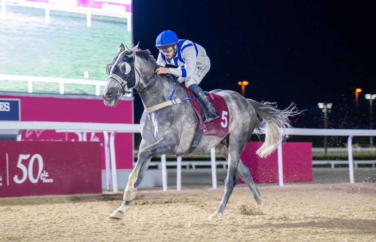 Marco Casamento guides Ghanem to Rodat Al Maida Cup victory at Al Rayyan Racecourse yesterday. PIC: Juhaim/QREC 