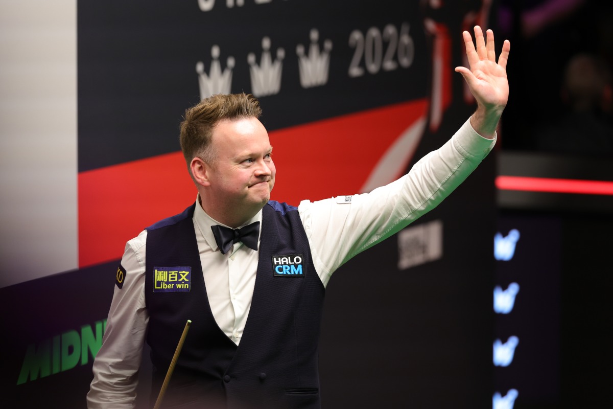 Shaun Murphy celebrates victory after the quarterfinal match between Shaun Murphy of England and Zhao Xintong of China at the World Snooker Championship 2026 in Sheffield, Britain, on April 29, 2026. (Photo by Zhai Zheng/Xinhua)