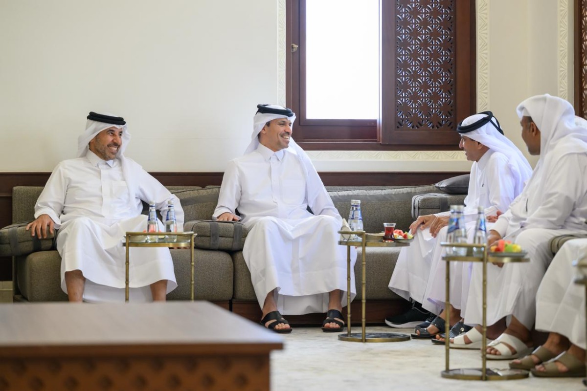 Secretary General of the Qatar Olympic Committee (QOC) and Vice Chairman of the Organising Committee of the Games Jassim bin Rashid Al Buenain (second left) and QOC Second Vice-President Dr. Thani Abdulrahman Al-Kuwari with guests during the event.