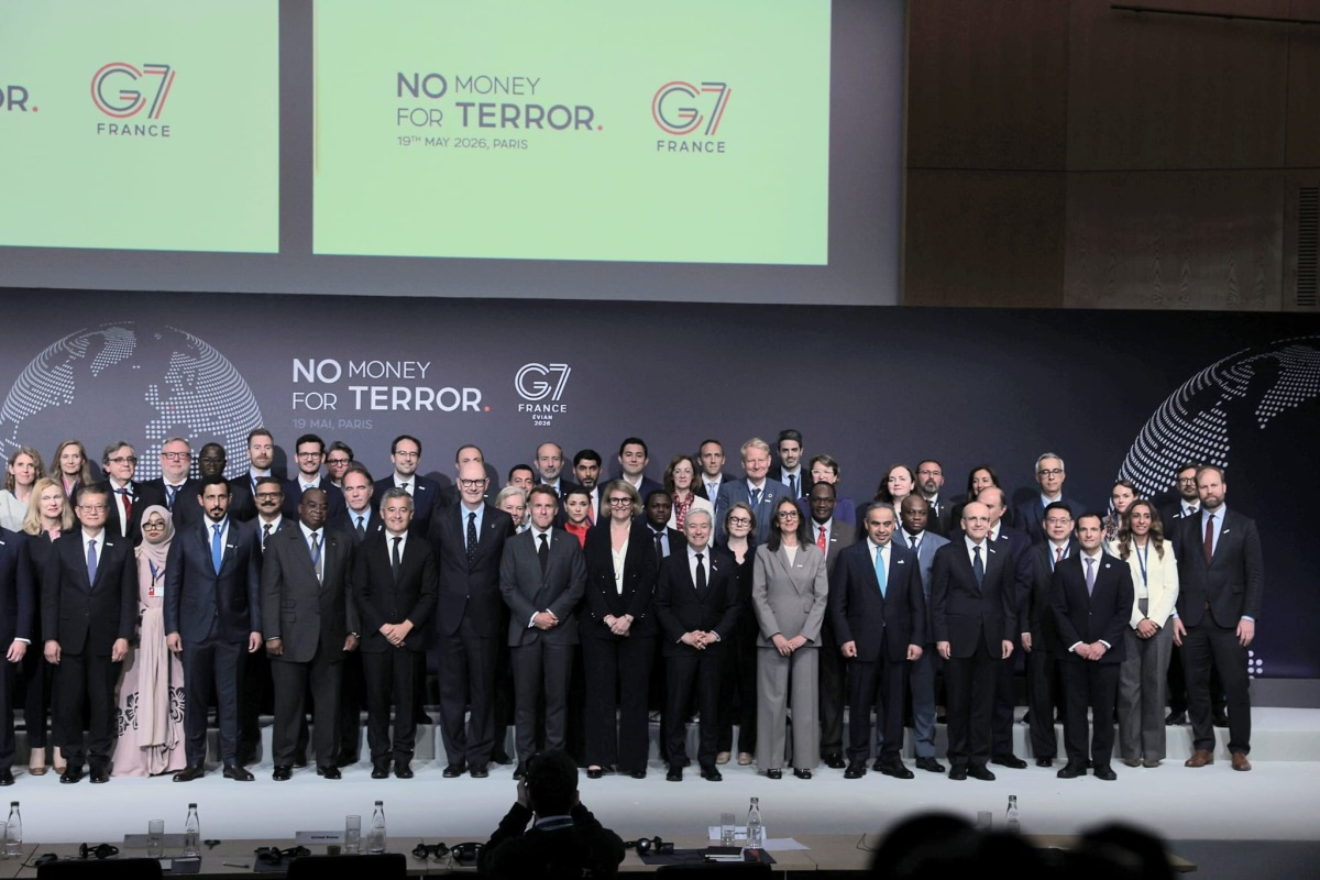 Minister of Finance H E Ali bin Ahmed Al Kuwari with other dignitaries during the opening session of the fifth edition of the ‘No Money for Terror’ conference, held in Paris, yesterday.