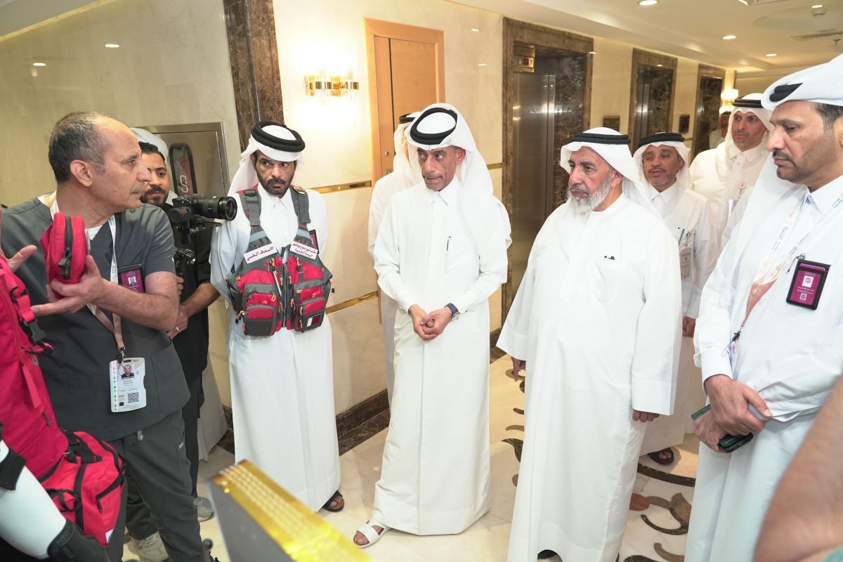 Minister of Awqaf and Islamic Affairs H E Ghanem bin Shaheen bin Ghanem Al Ghanim inaugurating Medical Unit of Qatar Hajj Mission in Makkah yesterday.