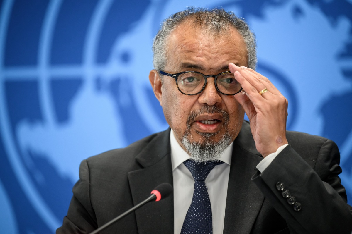 World Health Organization (WHO) Director-General Tedros Adhanom Ghebreyesus speaks during a press conference on Ebola outbreak in Democratic Republic of Congo and Uganda, at the UN health agency's headquarters in Geneva on May 20, 2026. Photo by FABRICE COFFRINI / AFP