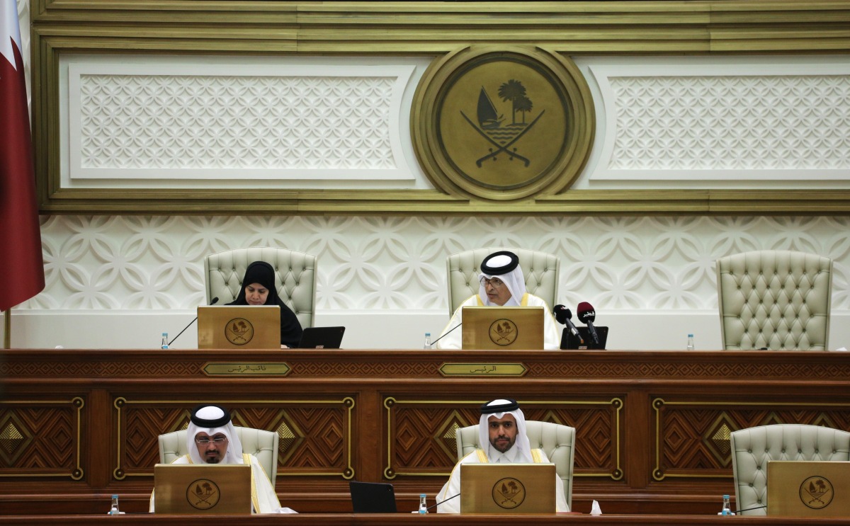 Speaker H E Hassan bin Abdullah Al Ghanim chairing a Shura Council session yesterday. 