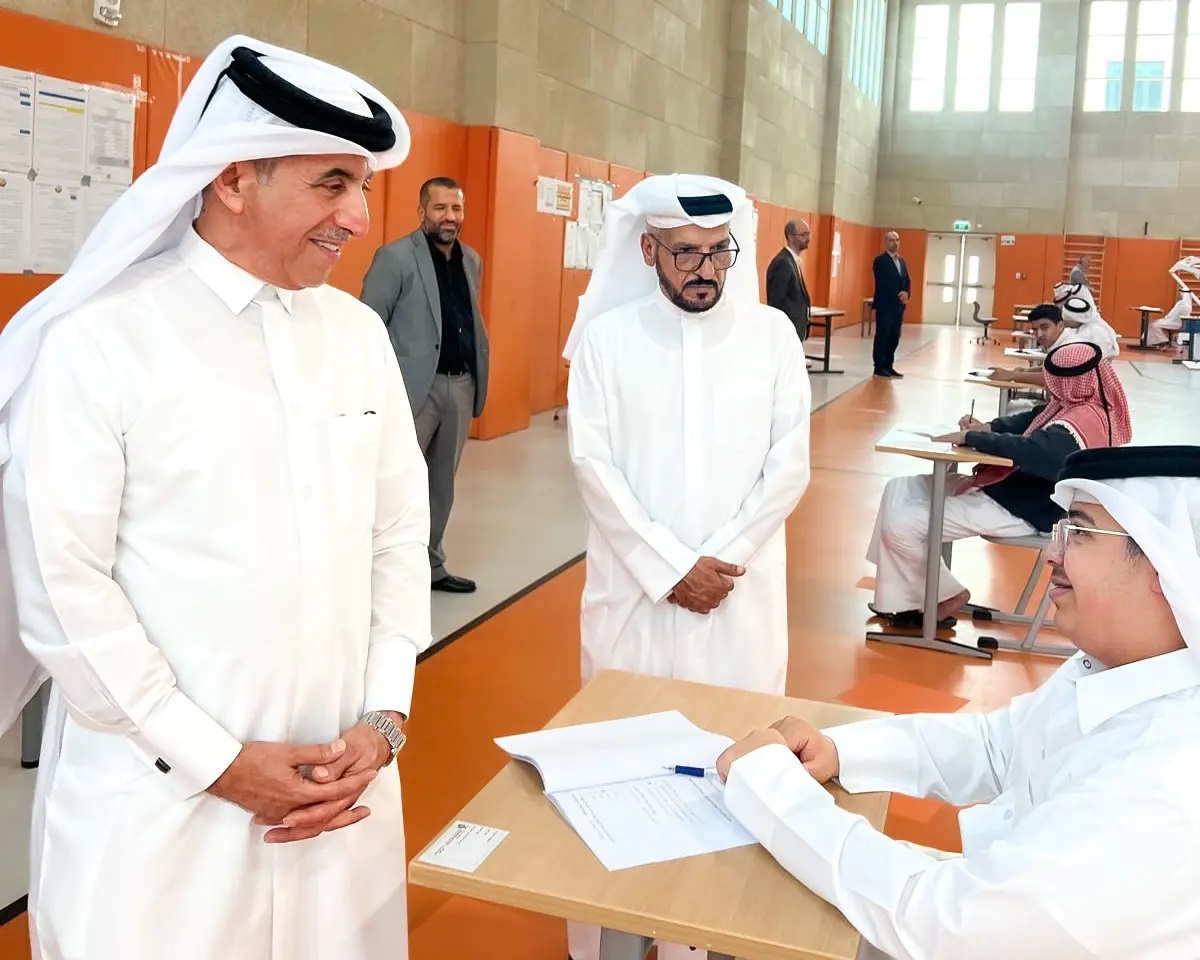 Undersecretary of the Ministry of Education and Higher Education  H E Dr. Ibrahim bin Saleh Al Nuaimi during the inspection at Omar Bin Al-Khattab Secondary School for Boys.