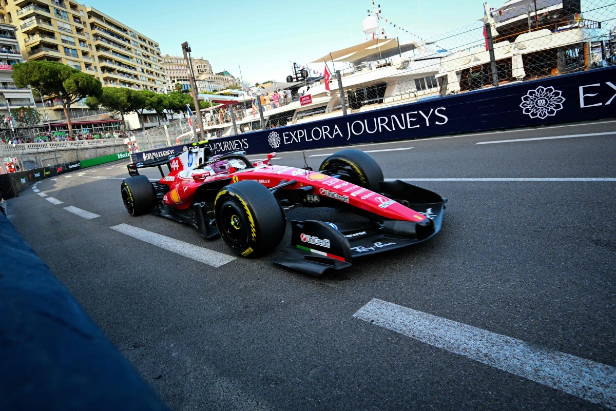 Ferrari's British driver Lewis Hamilton takes part in the second practice session at the Monaco street circuit in Monaco, ahead of the Monaco Formula 1 Grand Prix, on June 5, 2026. (Photo by Andrej ISAKOVIC / AFP)