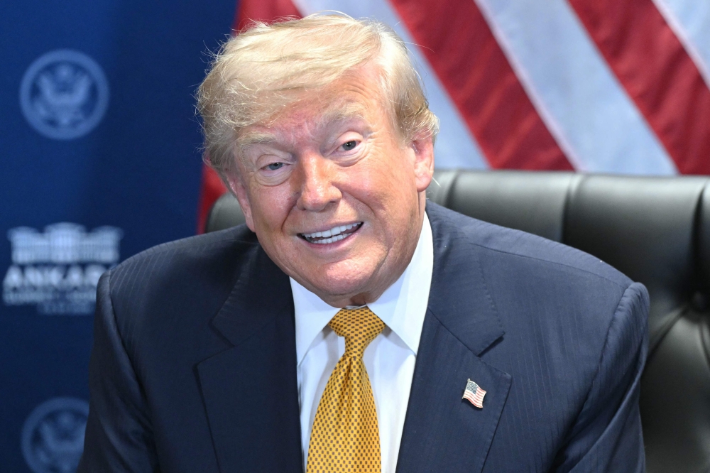 US President Donald Trump speaks as he meets with NATO Secretary General on the sidelines of the NATO summit in Ankara, on July 8, 2026. (Photo by Saul Loeb / AFP)