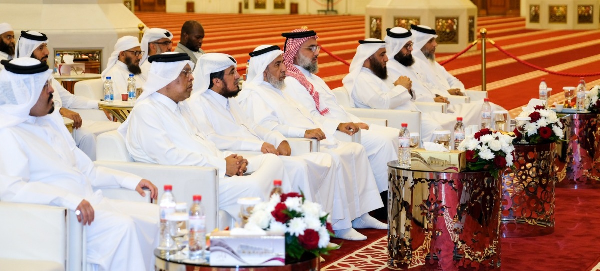 Minister of Awqaf and Islamic Affairs H E Ghanem bin Shaheen bin Ghanem Al Ghanim with other officials during the event.