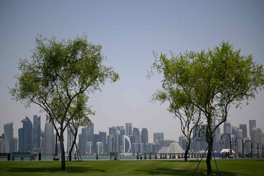 The skyline of highrise buildings as seen in Doha on July 9, 2026. AFP