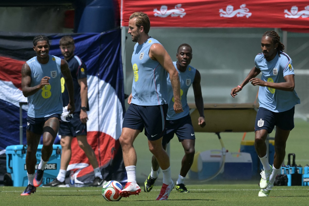 England’s Harry Kane attends a training session.