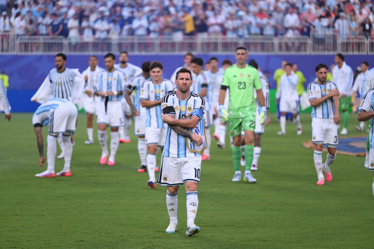 Lionel Messi #10 of Argentina looks on prior to the FIFA World Cup 2026 Quarter Final match between Argentina and Switzerland at Kansas City Stadium on July 11, 2026 in Kansas City, Missouri. David Ramos/Getty Images/AFP (Photo by David Ramos / GETTY IMAGES NORTH AMERICA / Getty Images via AFP)