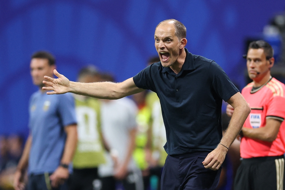 Thomas Tuchel, Manager of England, reacts during the FIFA World Cup 2026 Semi Final match between England and Argentina at Atlanta Stadium on July 15, 2026 in Atlanta, Georgia. Justin Setterfield/Getty Images/AFP 