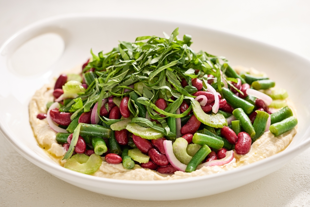 Layered Three-Bean Salad. (Tom McCorkle/For The Washington Post; food styling by Gina Nistico)