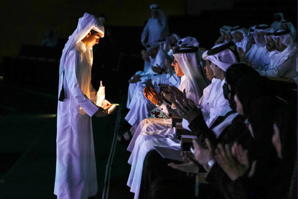 Undersecretary of the Ministry of Education and Higher Education Dr. Ibrahim bin Saleh Al Nuaimi unveiling new school policies during a ceremony held at the ministry’s headquarters yesterday.