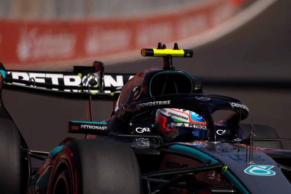 Team Mercedes' Kimi Antonelli drives during the third practice session at the Madring circuit on September 12, 2026 in Madrid ahead of the Spanish Formula One Grand Prix. (Photo by Oscar Del Pozo / AFP)