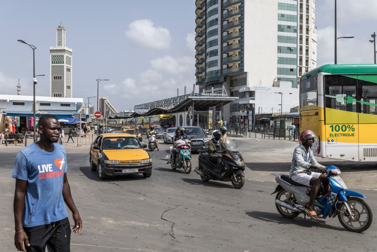 A general view of vehicles driving in downtown Dakar, on September 2, 2026. Photo by PATRICK MEINHARDT / AFP