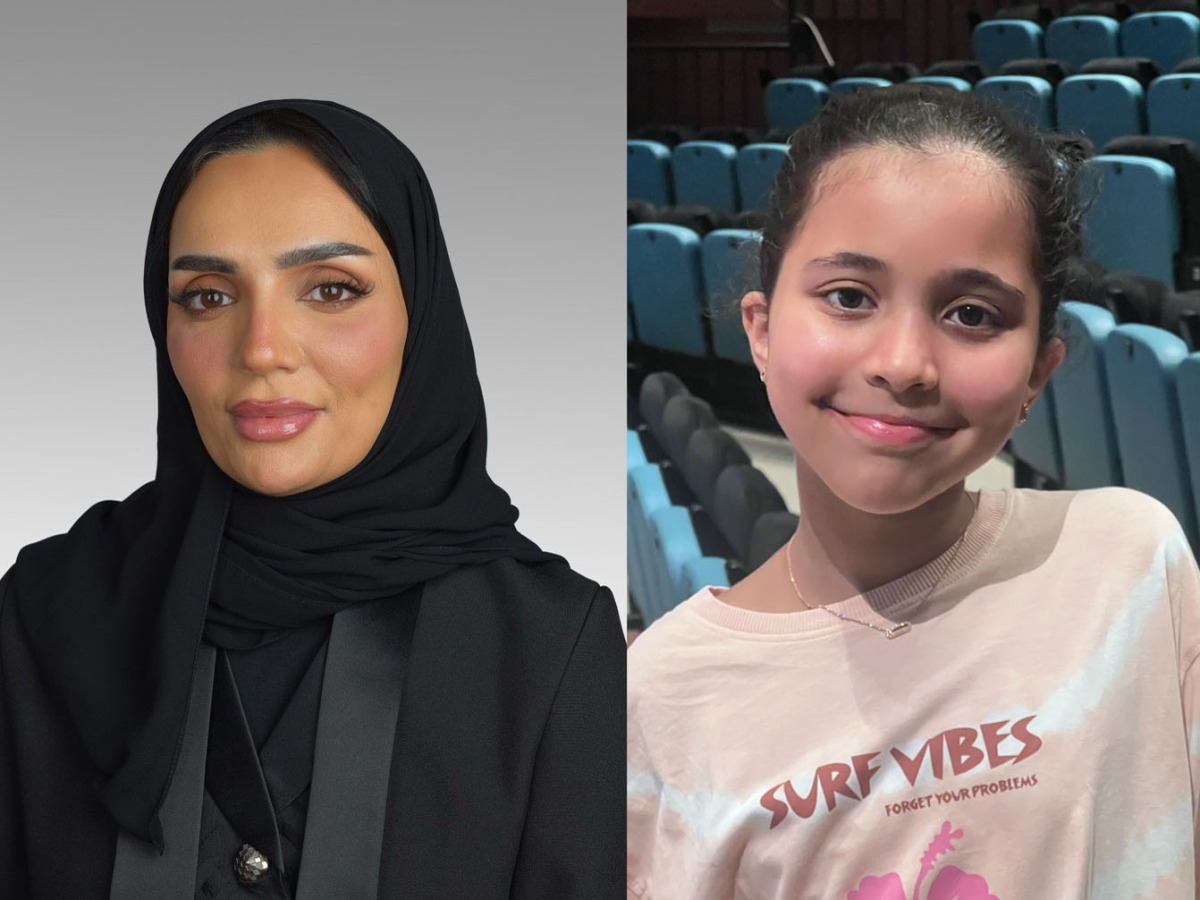 Co-Curricular Activities Specialist, at Qatar Foundation’s (QF) Pre-University Education (PUE), Noof Al-Taweel (left) and Sara Abdullah Al Sulaiti, a 10-year-old student at Qatar Academy Doha (QAD)