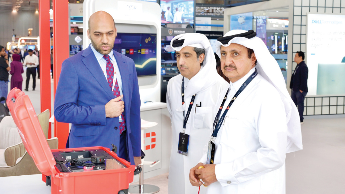 QC Chairman Sheikh Khalifa bin Jassim Al Thani with Secretary-General of the Federation of GCC Chambers Saleh bin Hamad Al Sharqi touring the Milipol Qatar 2026