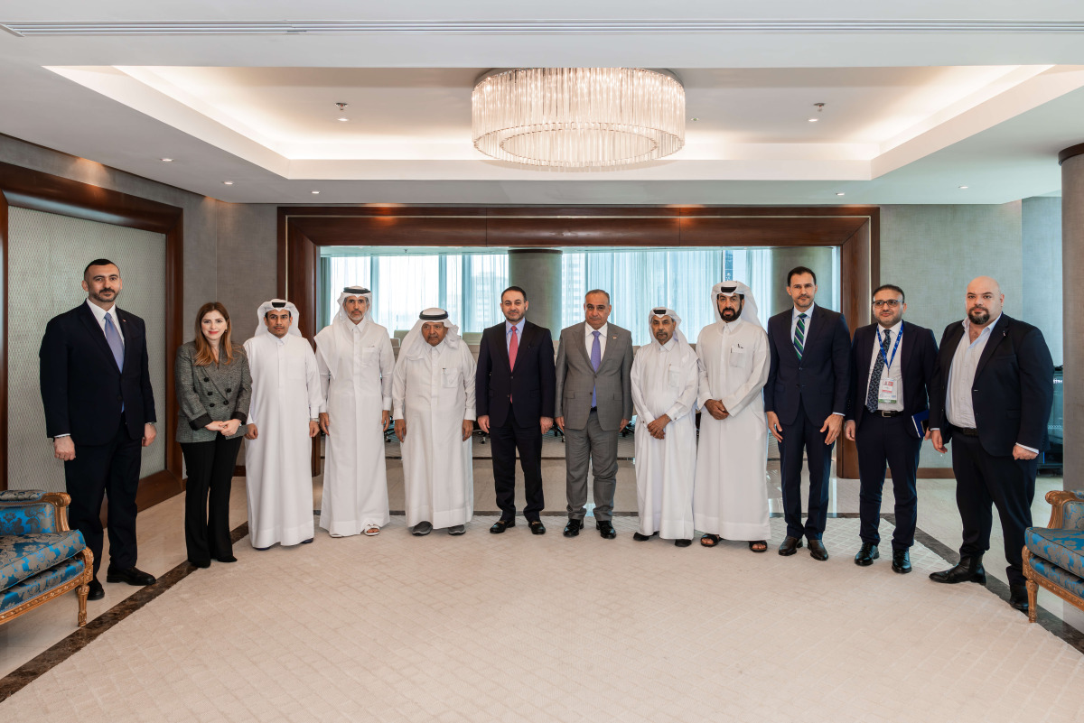 Minister of Trade of Iraq H E Dr. Mustafa Nizar Juma Al-Ani, Sheikh Faisal bin Qassim Al Thani, Chairman of QBA with other officials during the meeting.