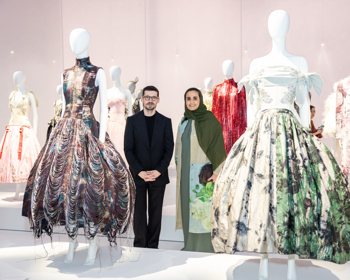 Chairperson of Qatar Museums H E Sheikha Al Mayassa bint Hamad Al-Thani visiting the exhibitions with other officials. 