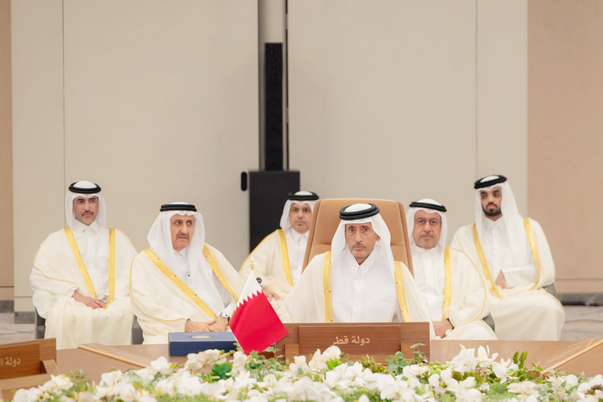 Qatar Media Corporation Chairman H E Sheikh Hamad bin Thamer Al-Thani with Qatar’s delegation during the event.